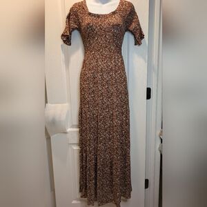 Natural Life Daisy Tiered Maxi Dress Rusty Prints sz M